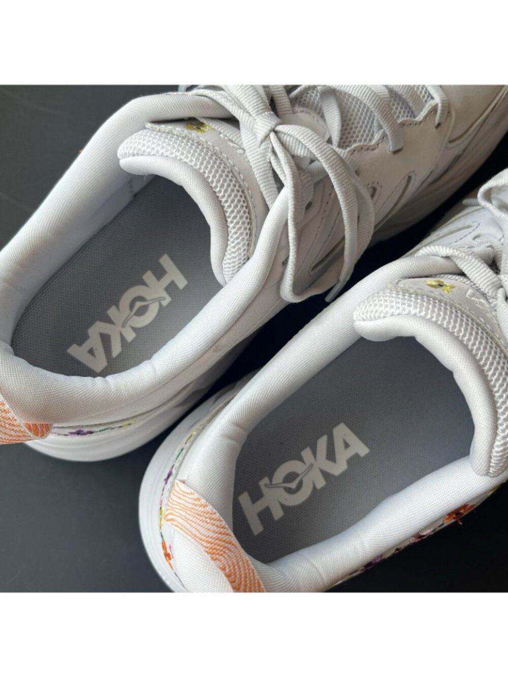 Hoka One One U Clifton L BP Womens Sneakers Size 12 Floral Embroidery White - Picture 10 of 16